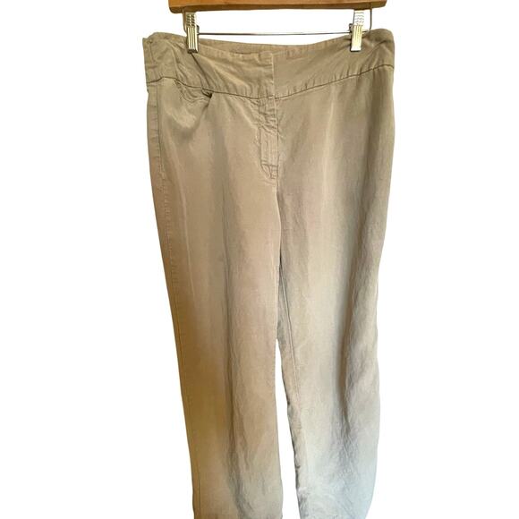 Eileen Fisher Linen Blend Light Weight Wide Leg Low Rise Beige Boho Pants Size12 - Picture 2 of 13